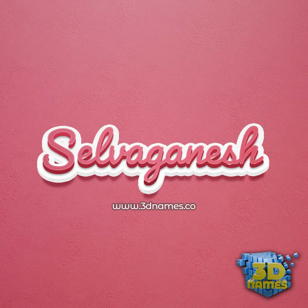 selvaganesh in Red Scribble style - 3D name wallpaper