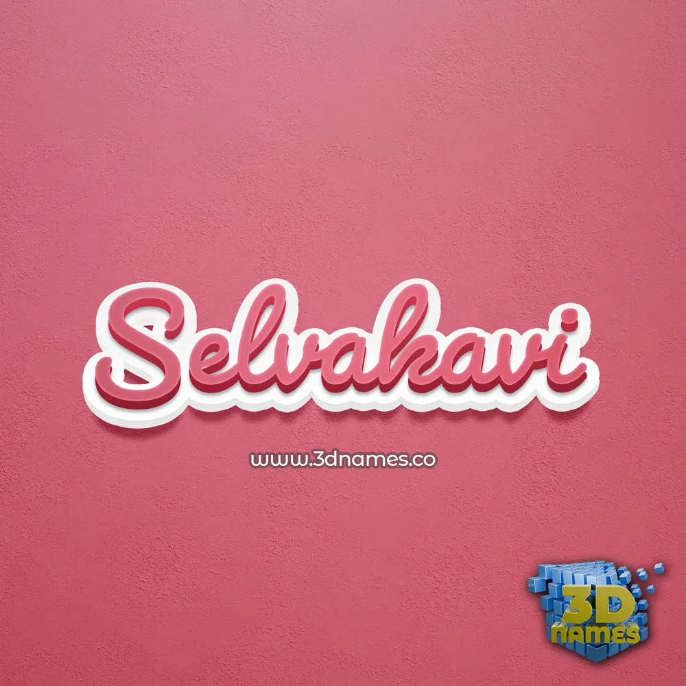 selvakavi in Red Scribble style - 3D name wallpaper