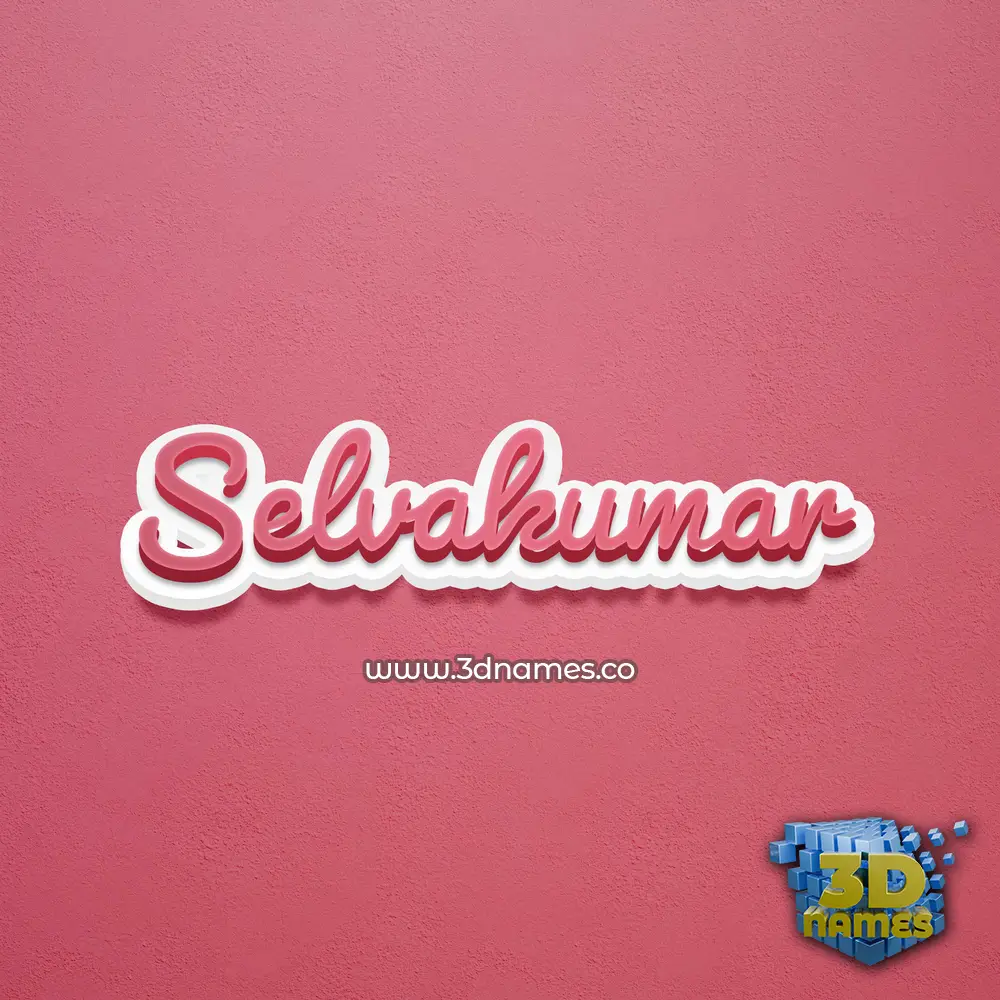 selvakumar in Red Scribble style - 3D name wallpaper