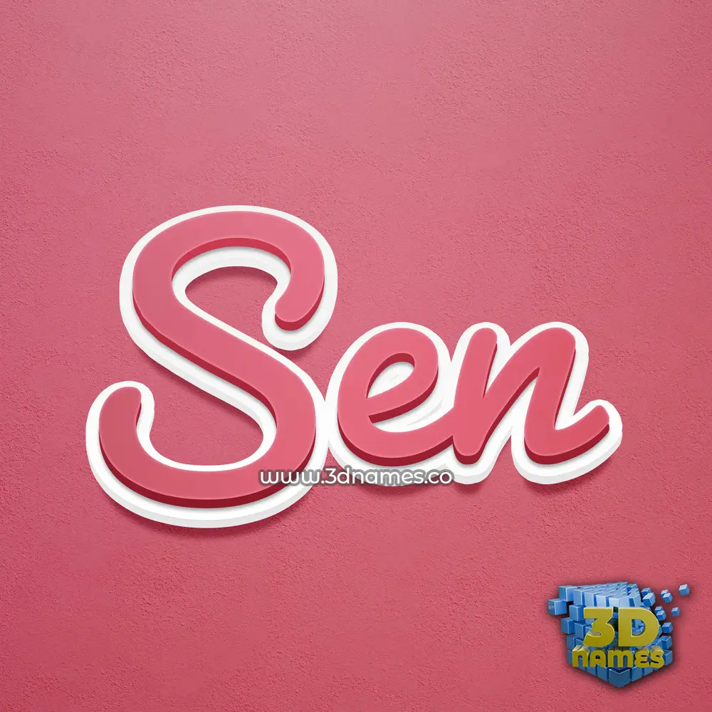 sen in Red Scribble style - 3D name wallpaper