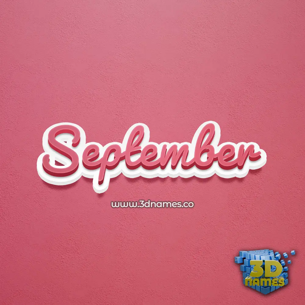 september in Red Scribble style - 3D name wallpaper