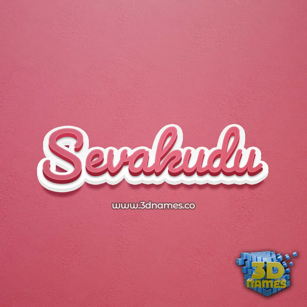 sevakudu in Red Scribble style - 3D name wallpaper