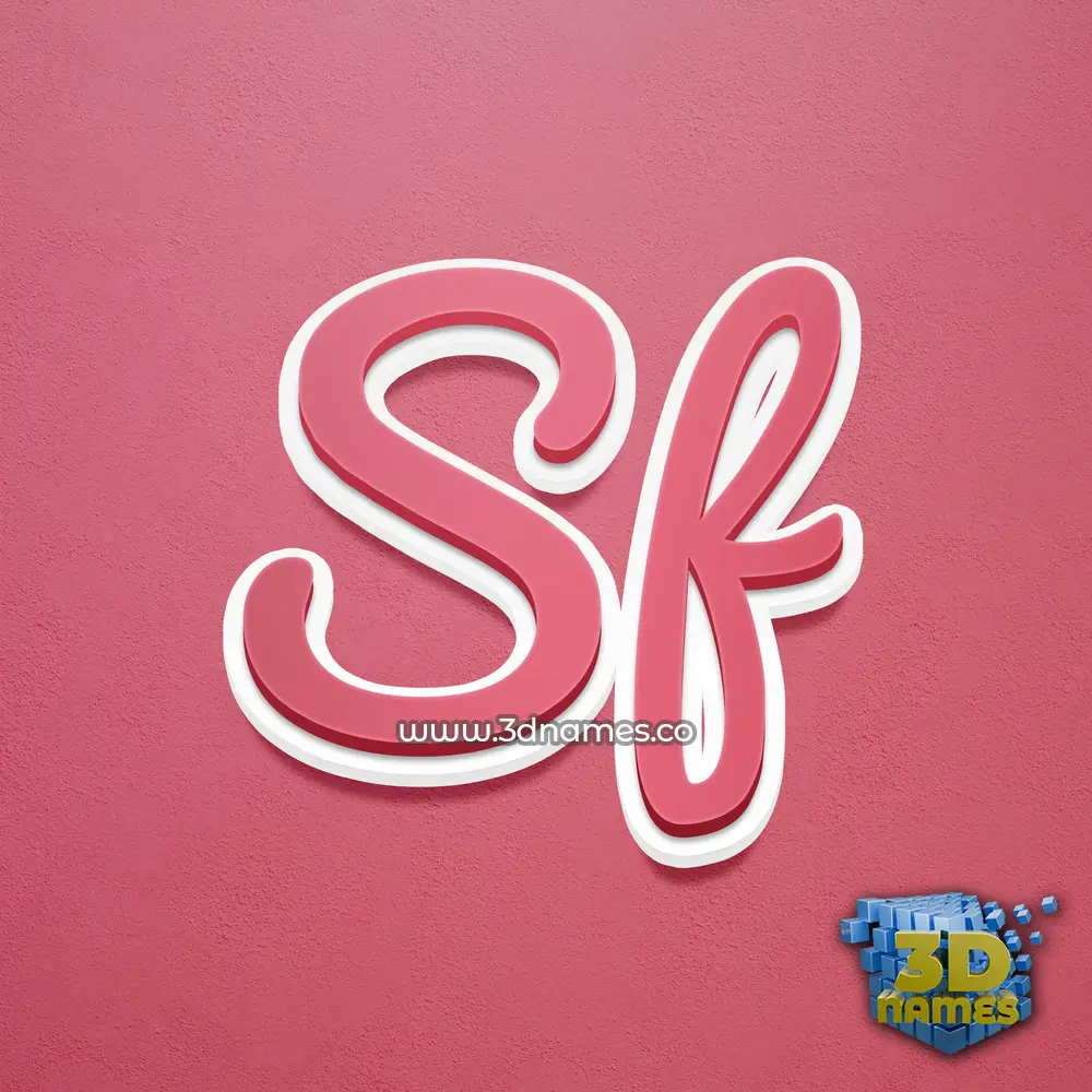 sf in Red Scribble style - 3D name wallpaper