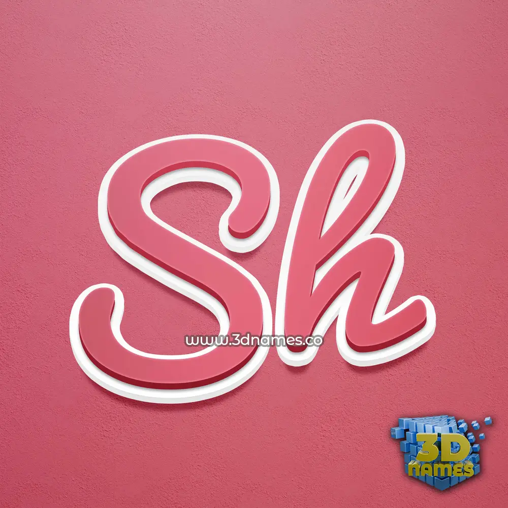 sh in Red Scribble style - 3D name wallpaper