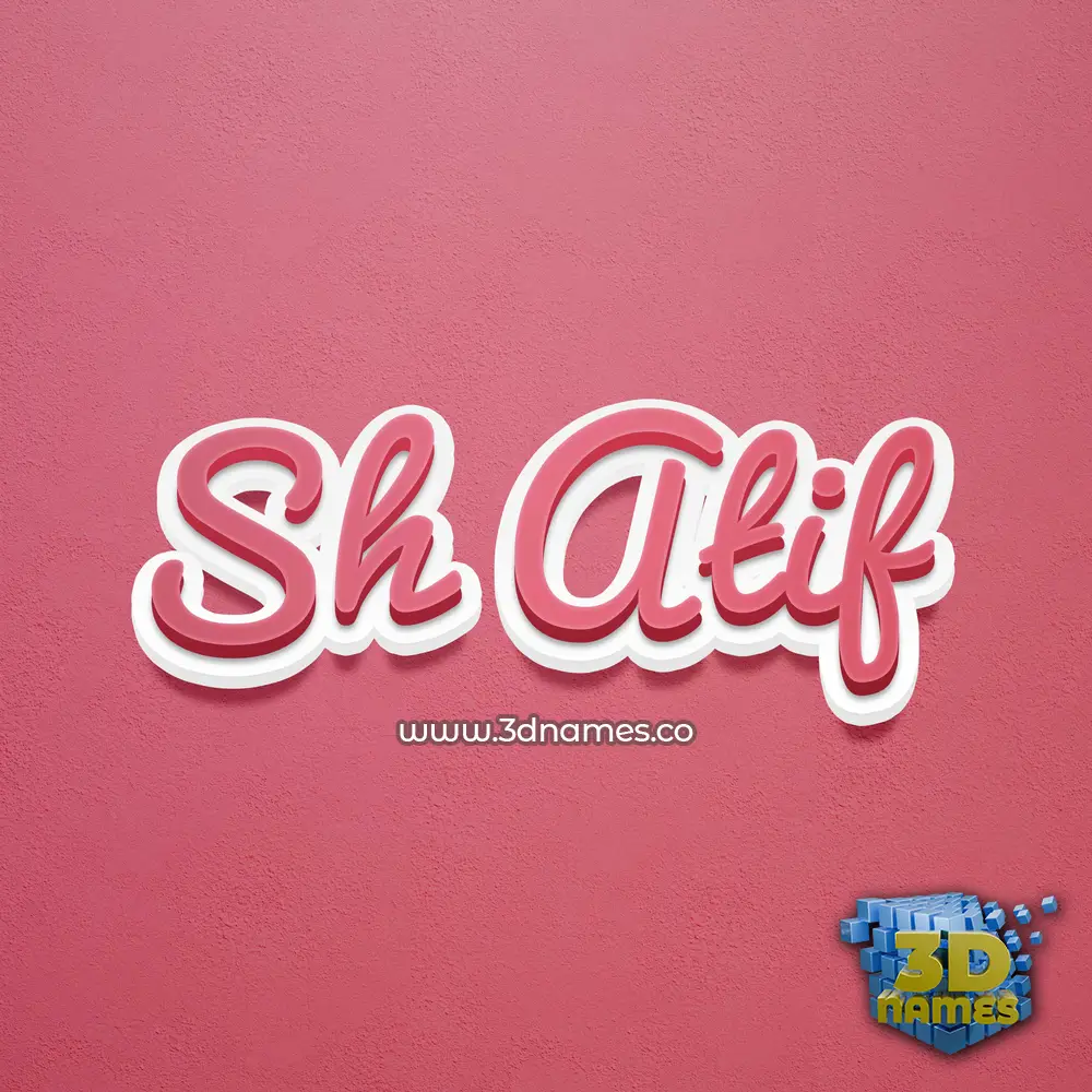 sh atif in Red Scribble style - 3D name wallpaper