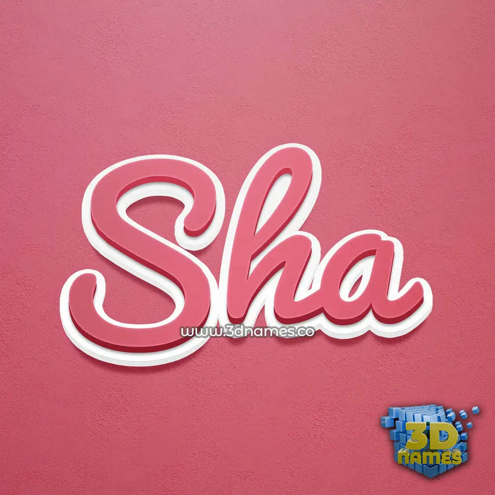 sha in Red Scribble style - 3D name wallpaper