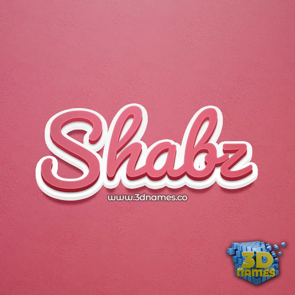 shabz in Red Scribble style - 3D name wallpaper