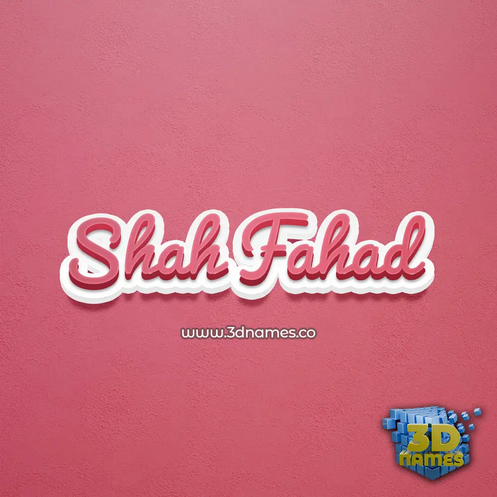 shah fahad in Red Scribble style - 3D name wallpaper