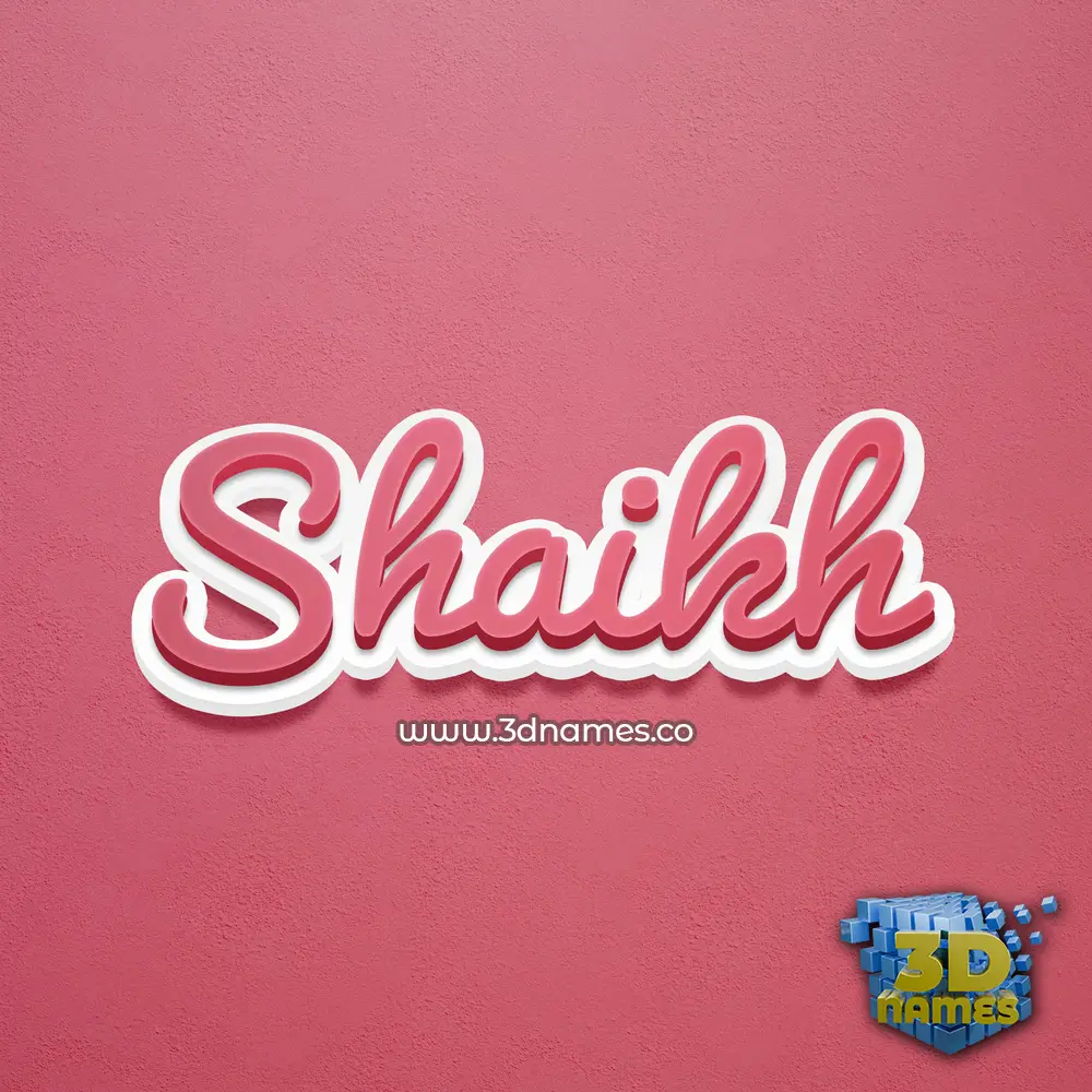 shaikh in Red Scribble style - 3D name wallpaper