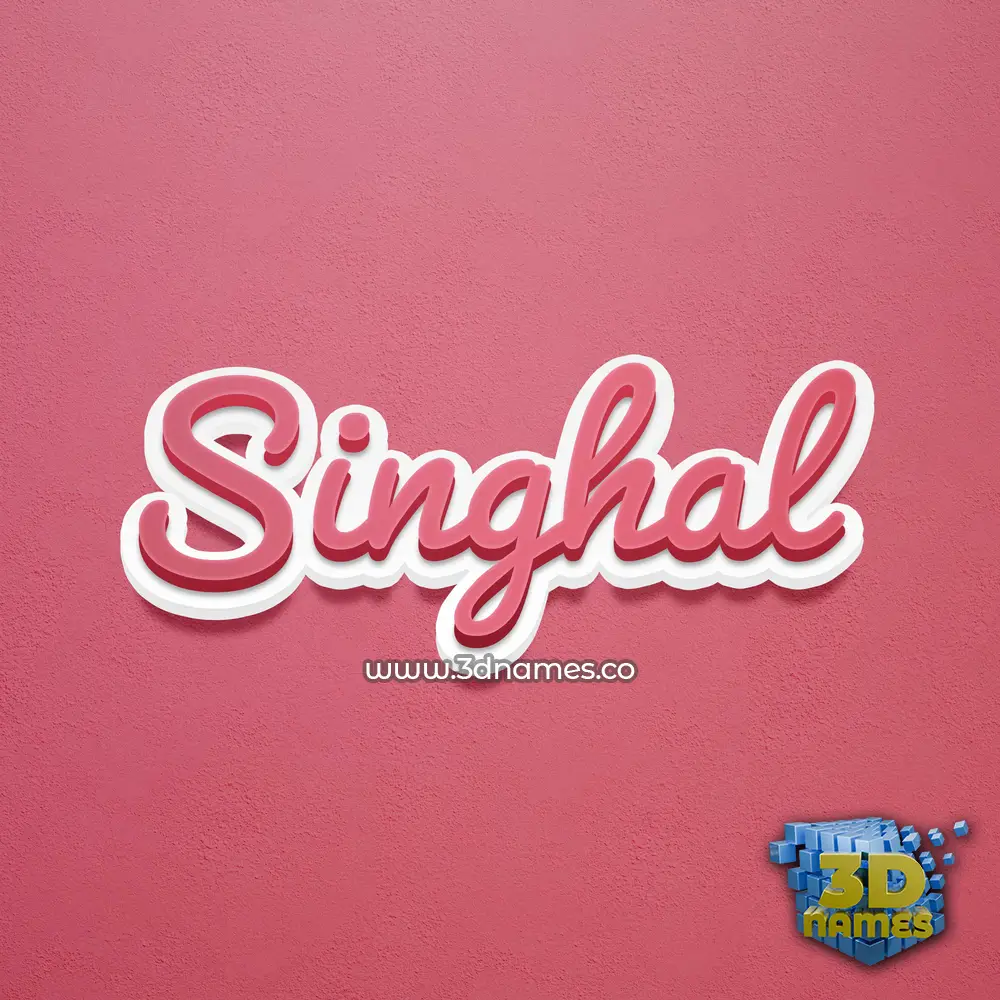 singhal in Red Scribble style - 3D name wallpaper