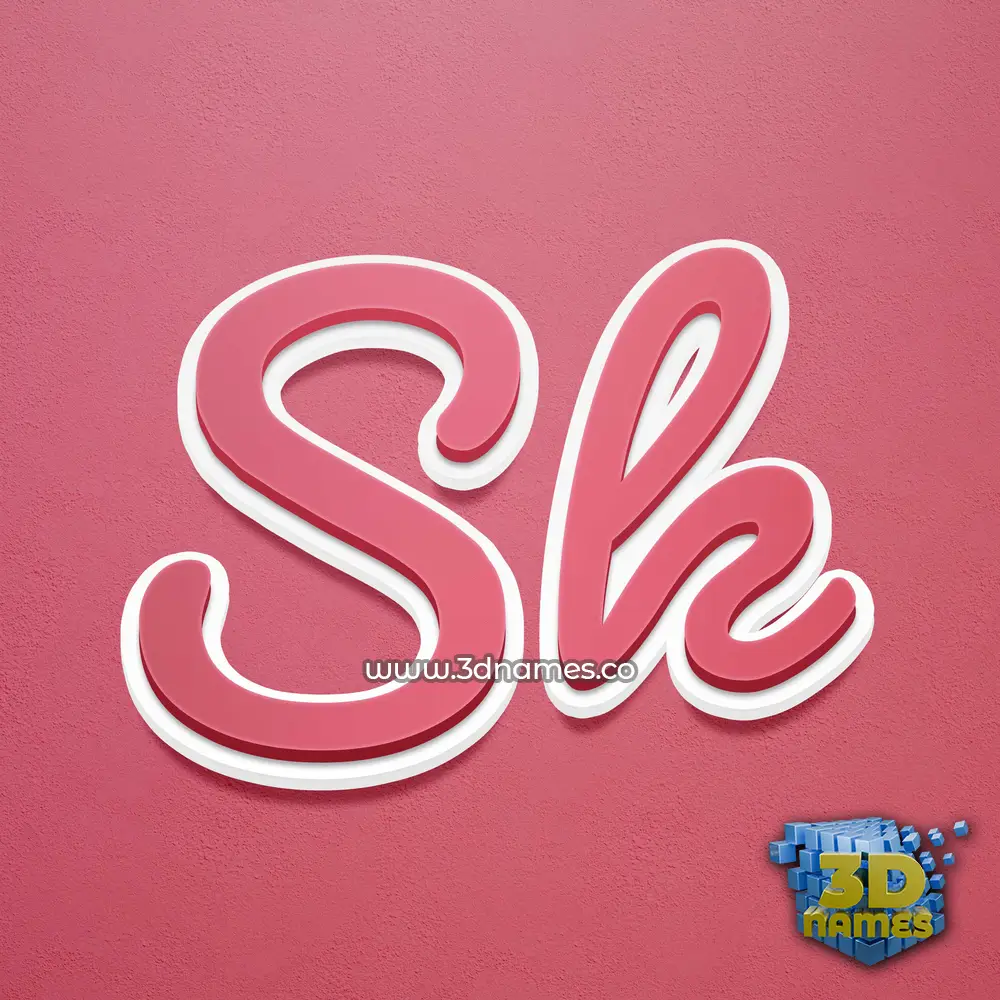 sk in Red Scribble style - 3D name wallpaper