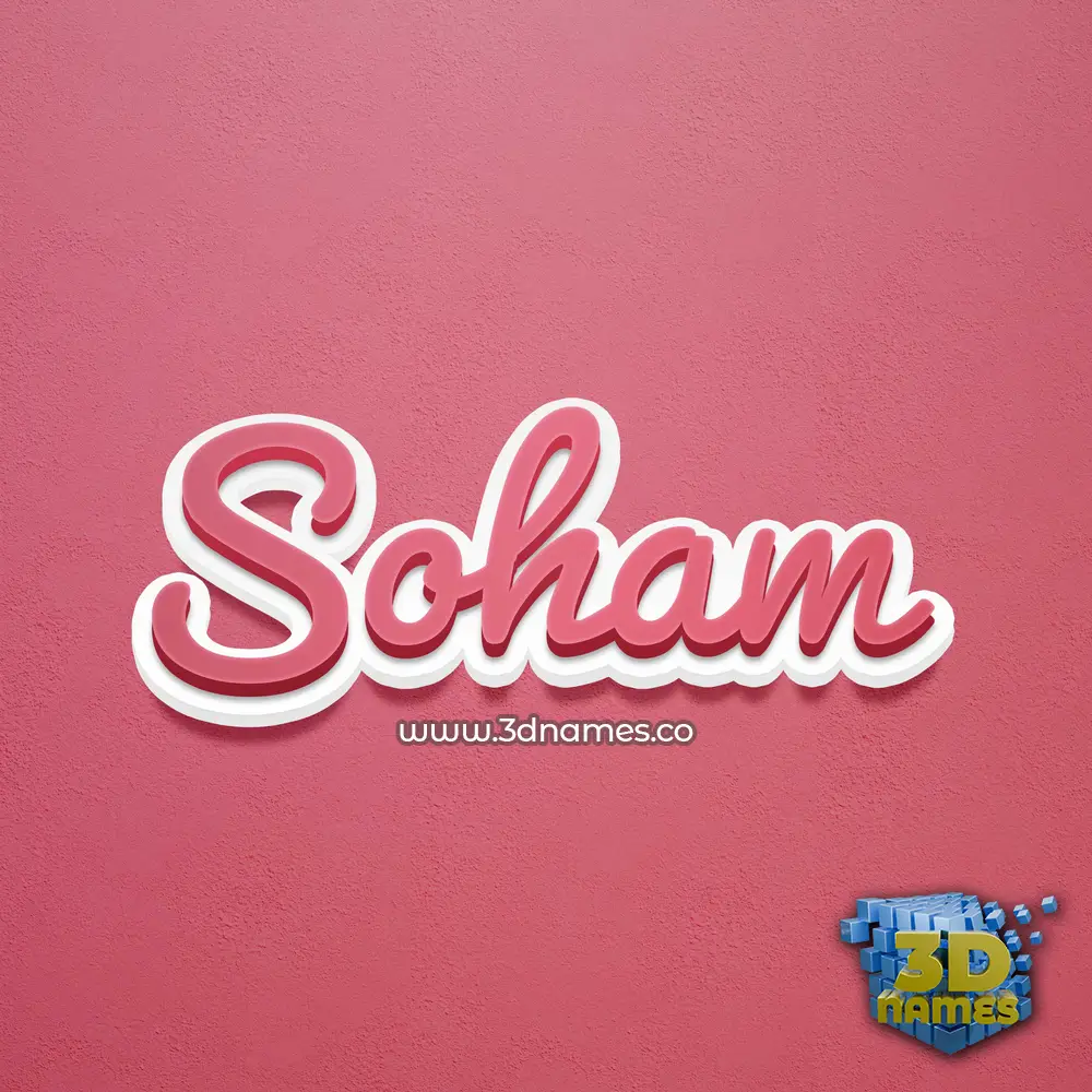 soham in Red Scribble style - 3D name wallpaper