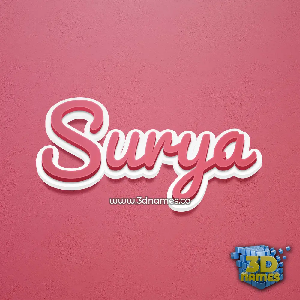surya in Red Scribble style - 3D name wallpaper