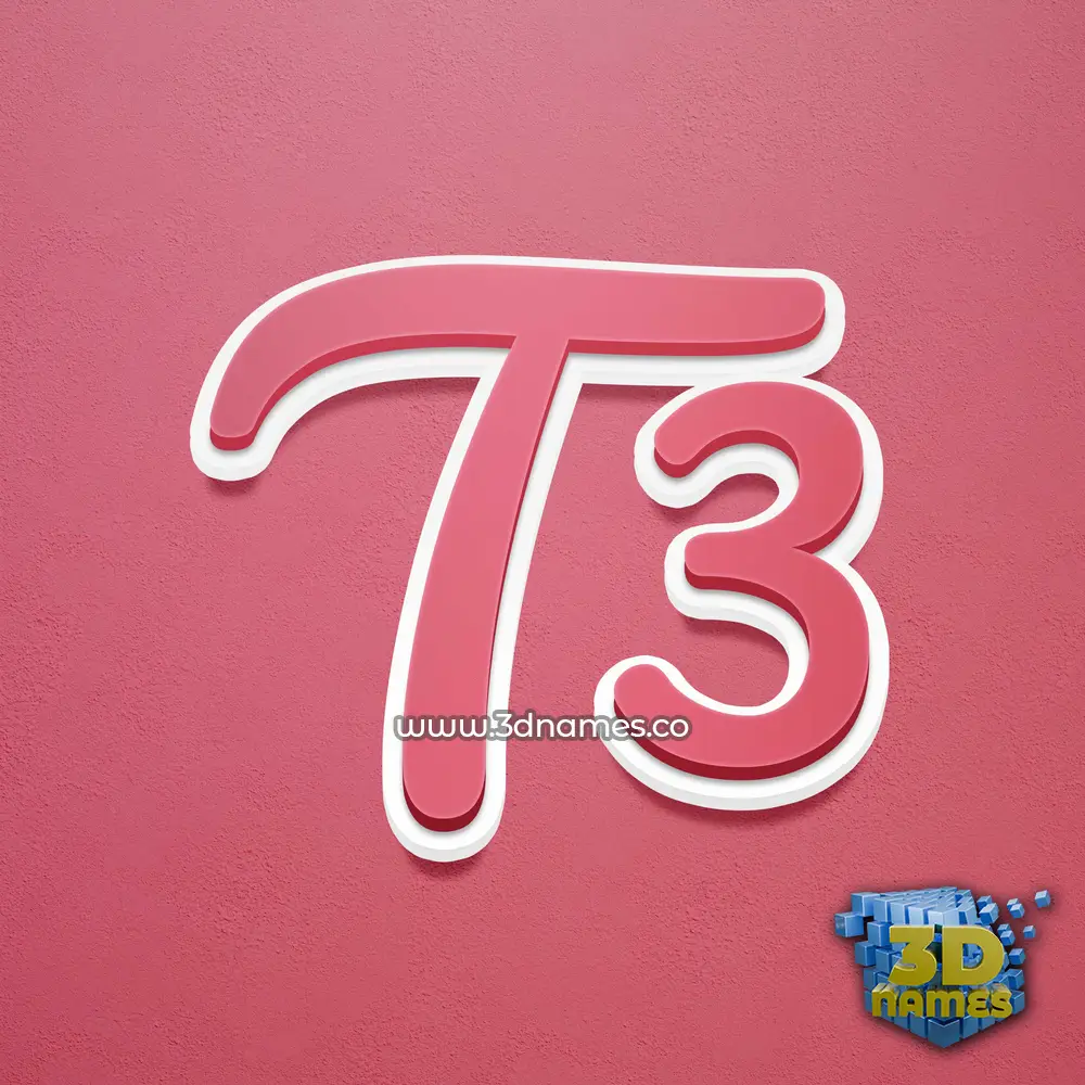 t3 in Red Scribble style - 3D name wallpaper