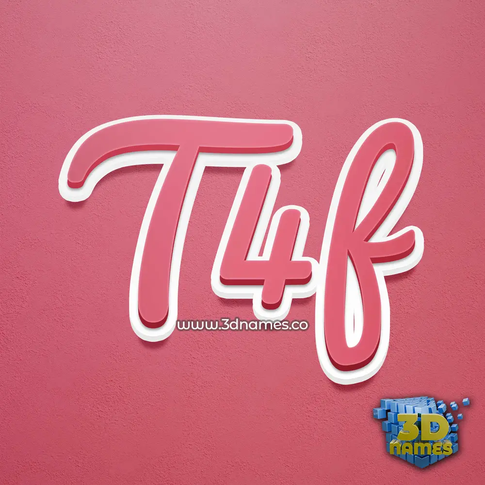 t4f in Red Scribble style - 3D name wallpaper