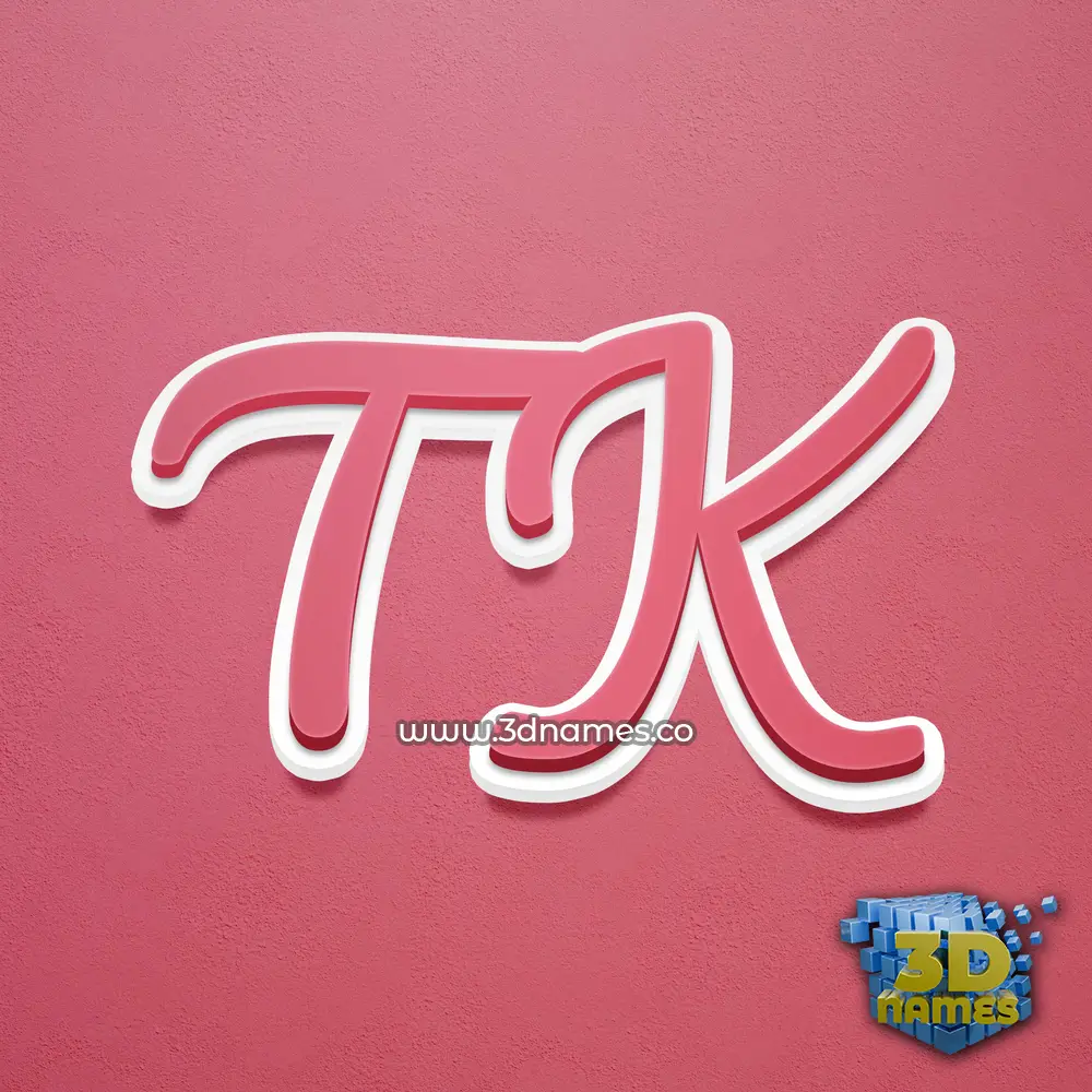 t k in Red Scribble style - 3D name wallpaper