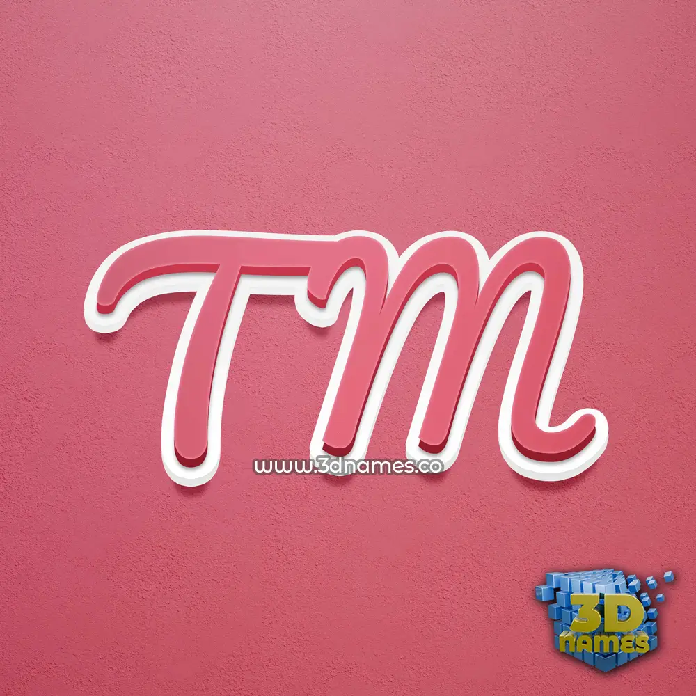 t m in Red Scribble style - 3D name wallpaper