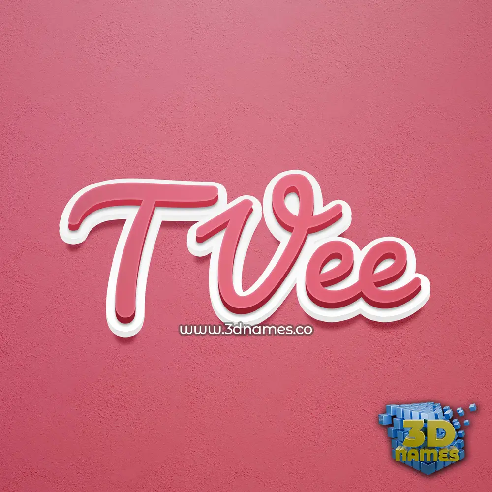 t vee in Red Scribble style - 3D name wallpaper