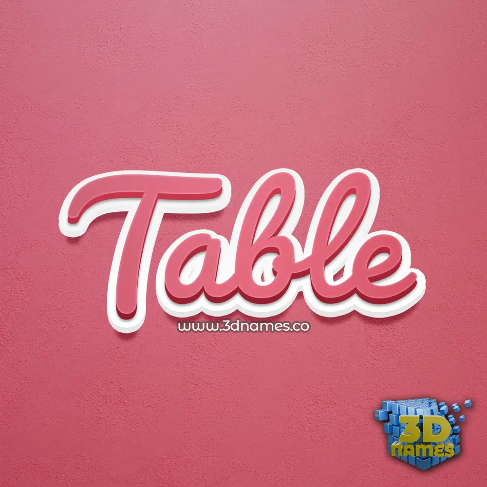 table in Red Scribble style - 3D name wallpaper