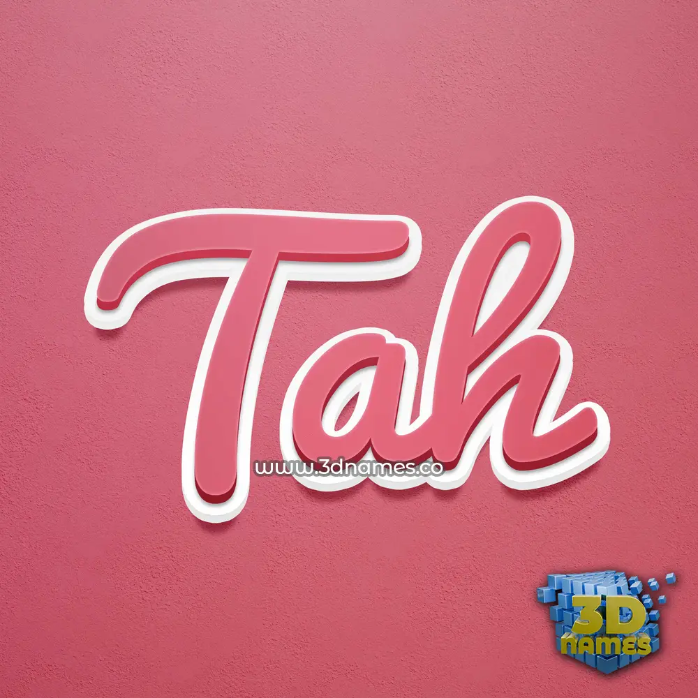tah in Red Scribble style - 3D name wallpaper