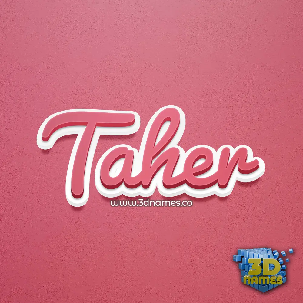 taher in Red Scribble style - 3D name wallpaper