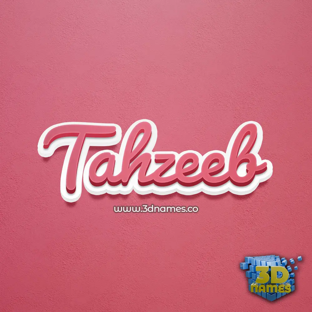 tahzeeb in Red Scribble style - 3D name wallpaper