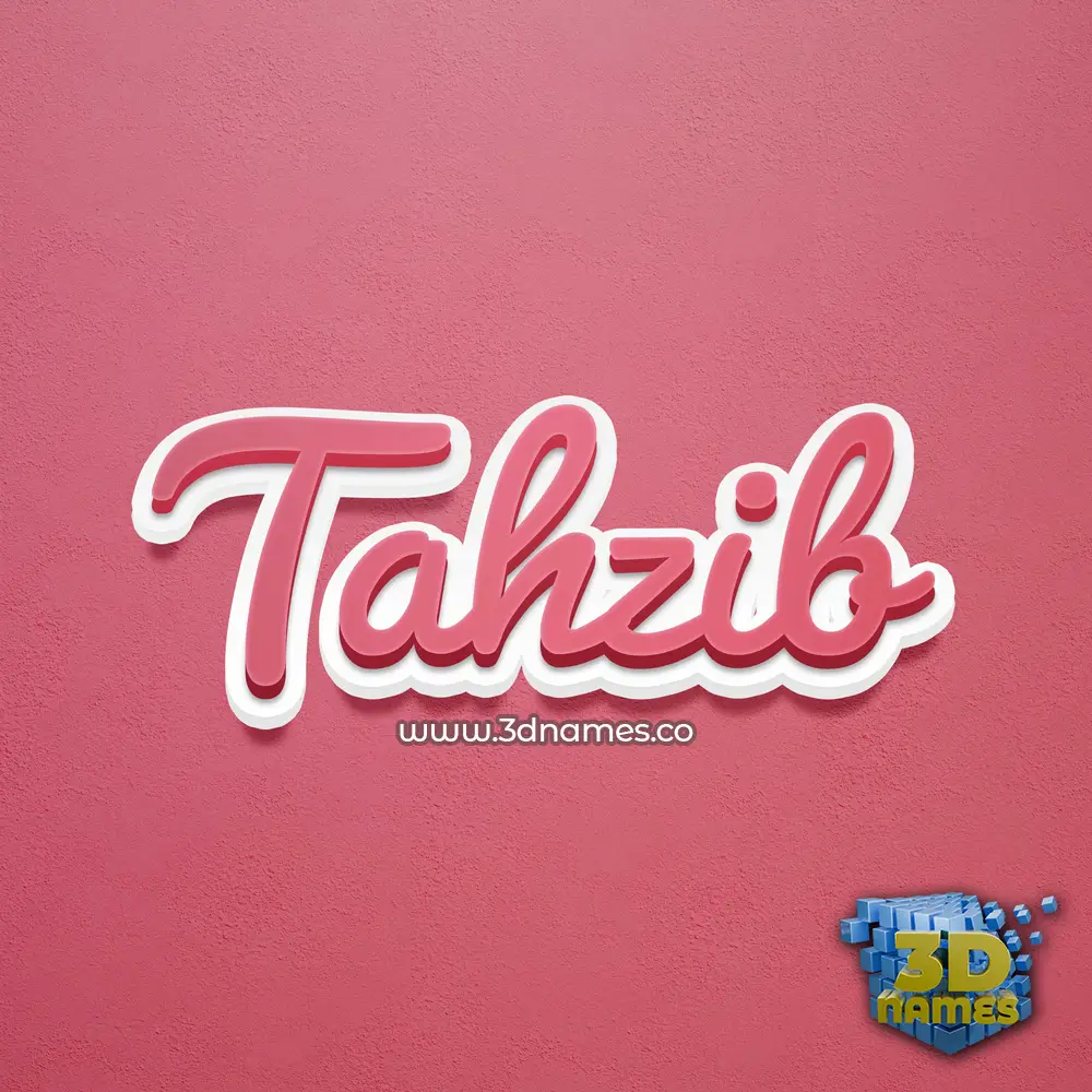 tahzib in Red Scribble style - 3D name wallpaper
