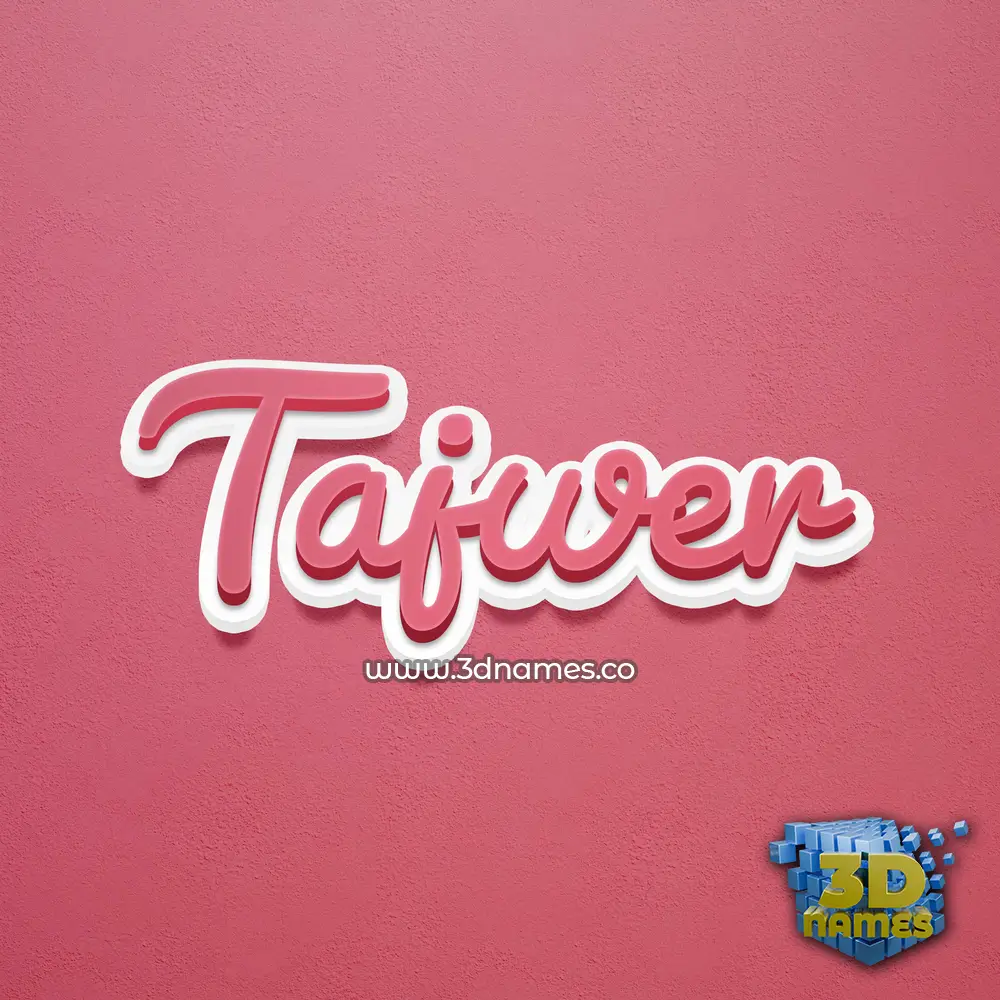 tajwer in Red Scribble style - 3D name wallpaper
