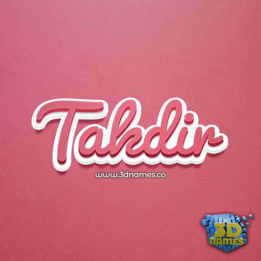 takdir in Red Scribble style - 3D name wallpaper