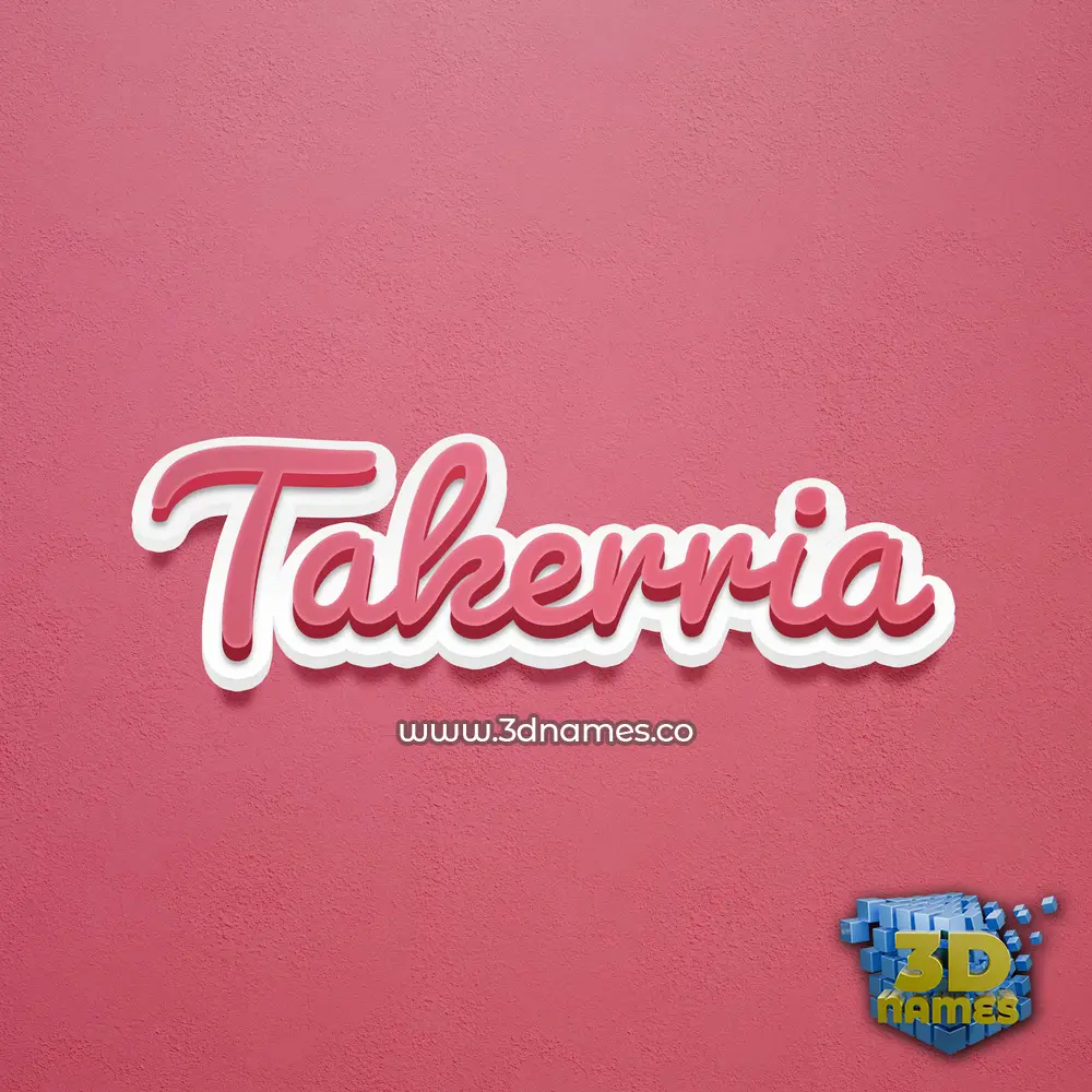 takerria in Red Scribble style - 3D name wallpaper