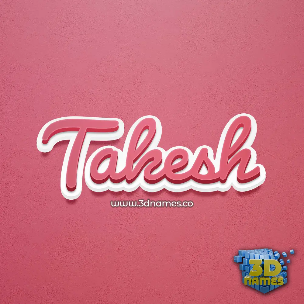 takesh in Red Scribble style - 3D name wallpaper