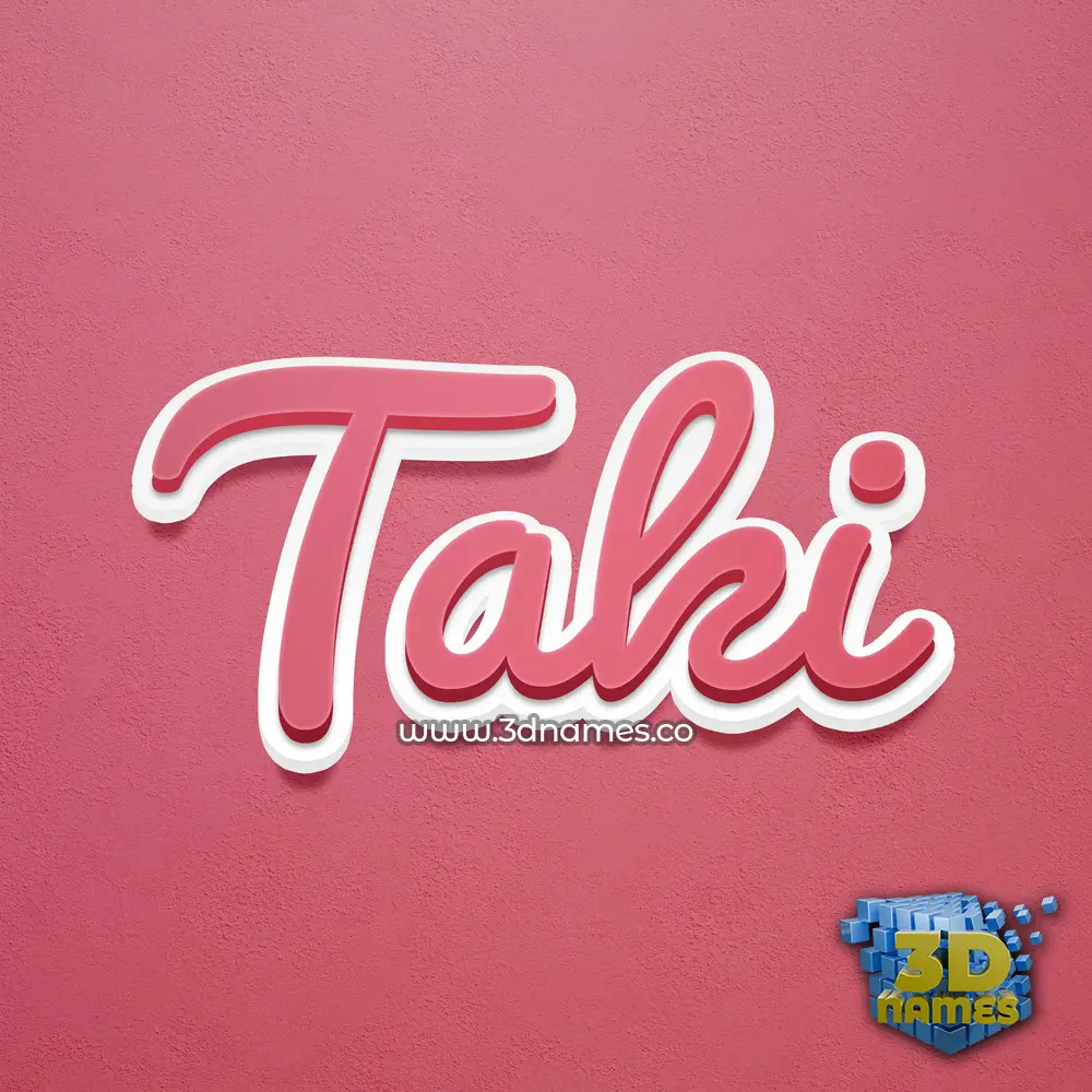 taki in Red Scribble style - 3D name wallpaper