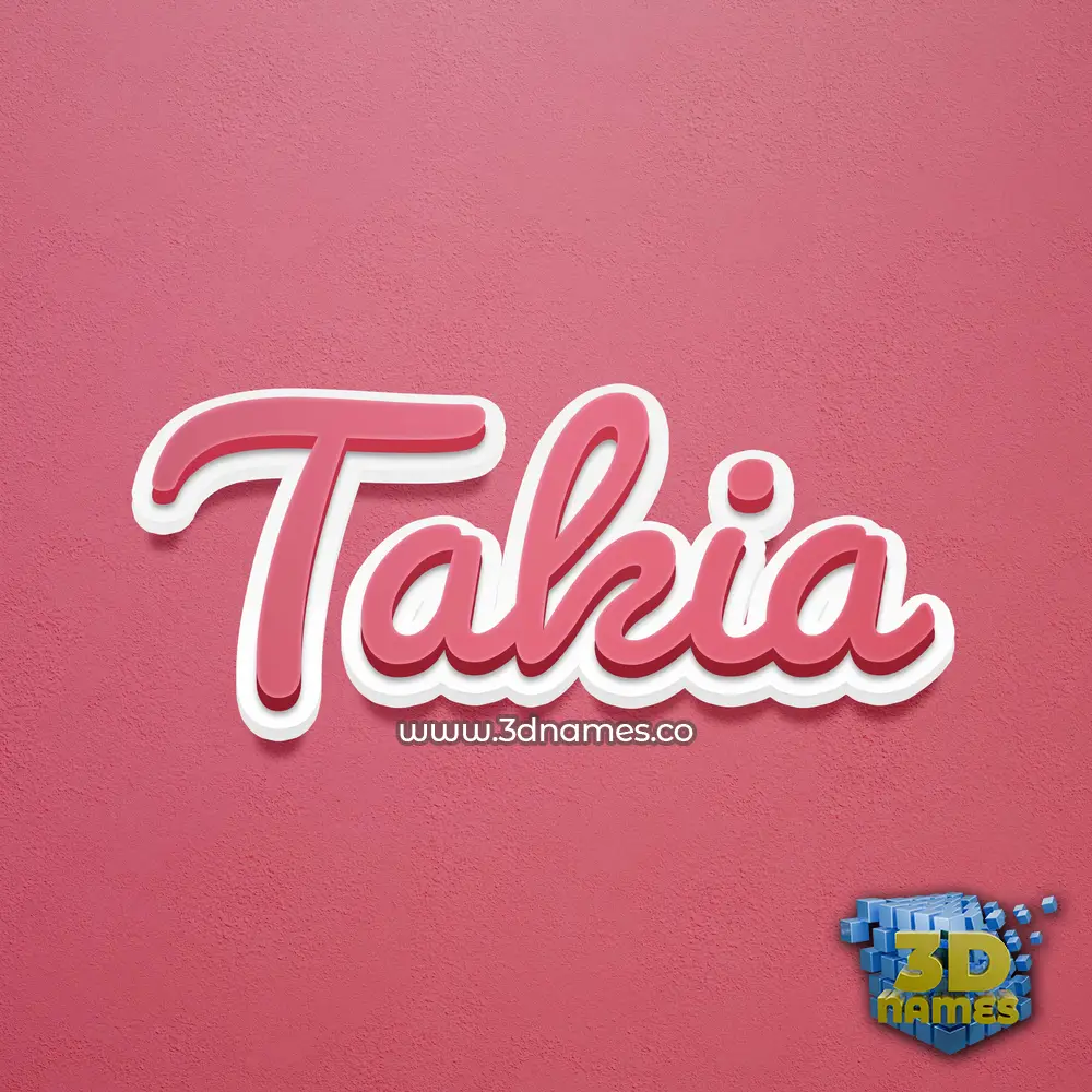 takia in Red Scribble style - 3D name wallpaper