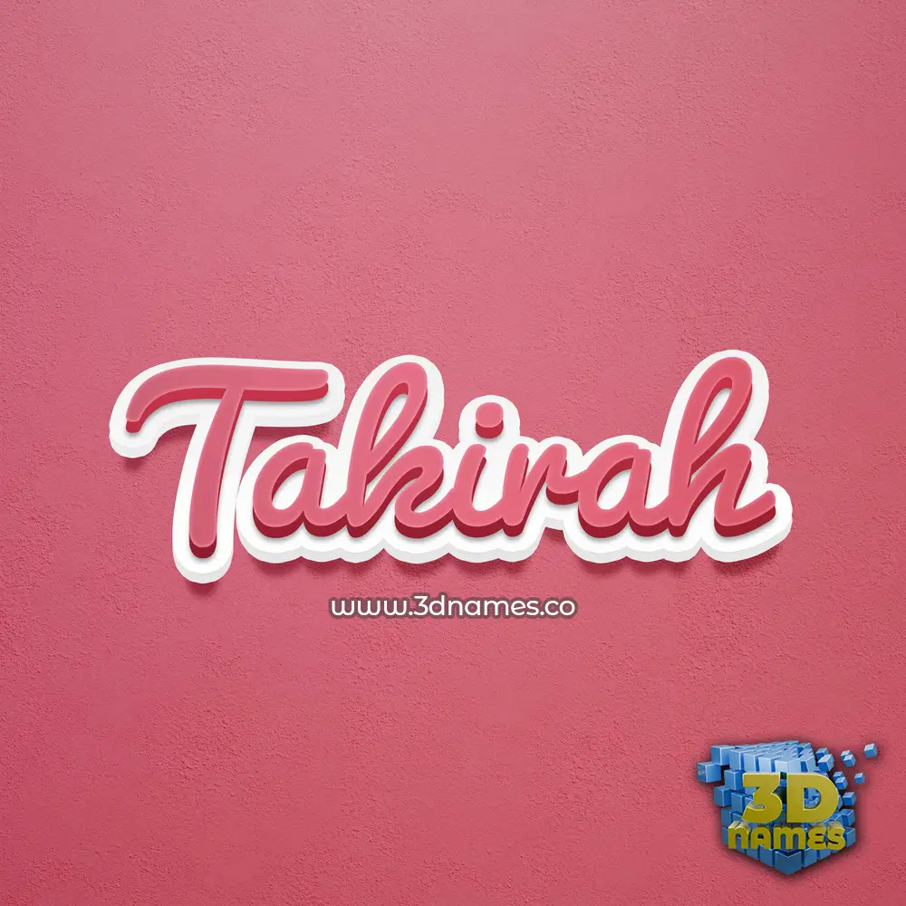 takirah in Red Scribble style - 3D name wallpaper