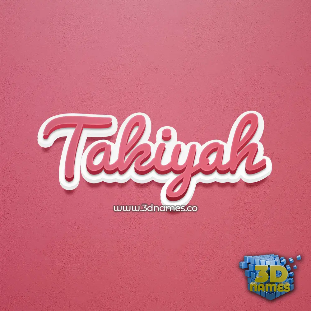 takiyah in Red Scribble style - 3D name wallpaper