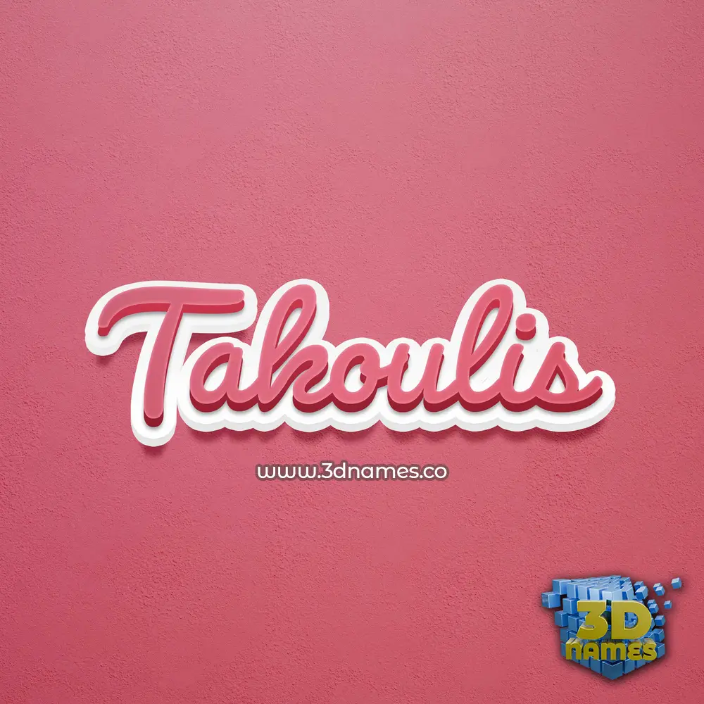 takoulis in Red Scribble style - 3D name wallpaper