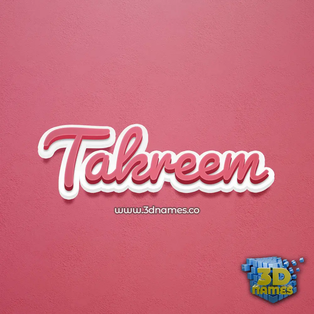 takreem in Red Scribble style - 3D name wallpaper