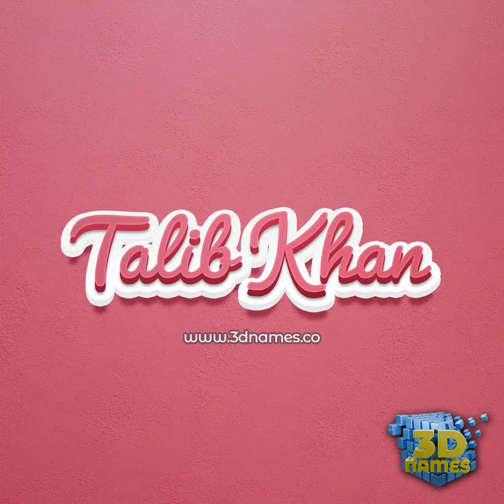 talib khan in Red Scribble style - 3D name wallpaper