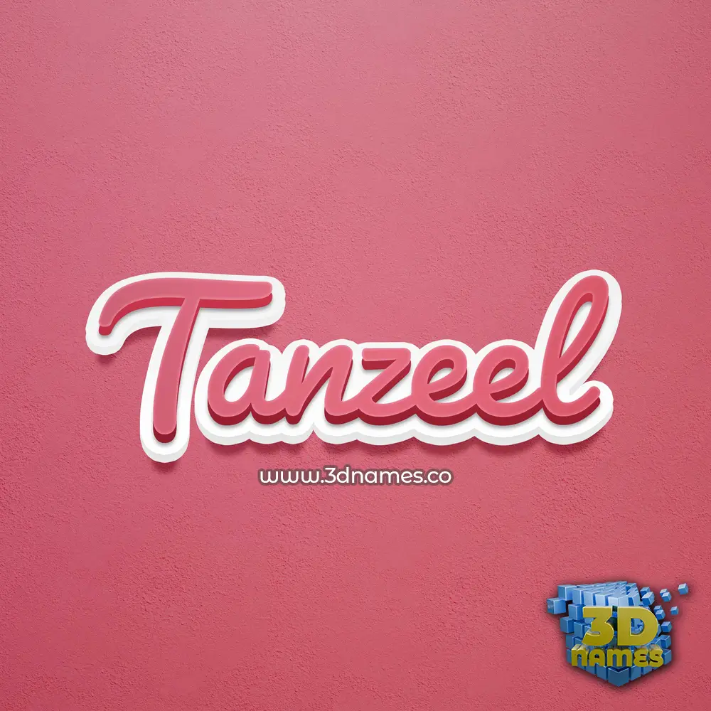 tanzeel in Red Scribble style - 3D name wallpaper