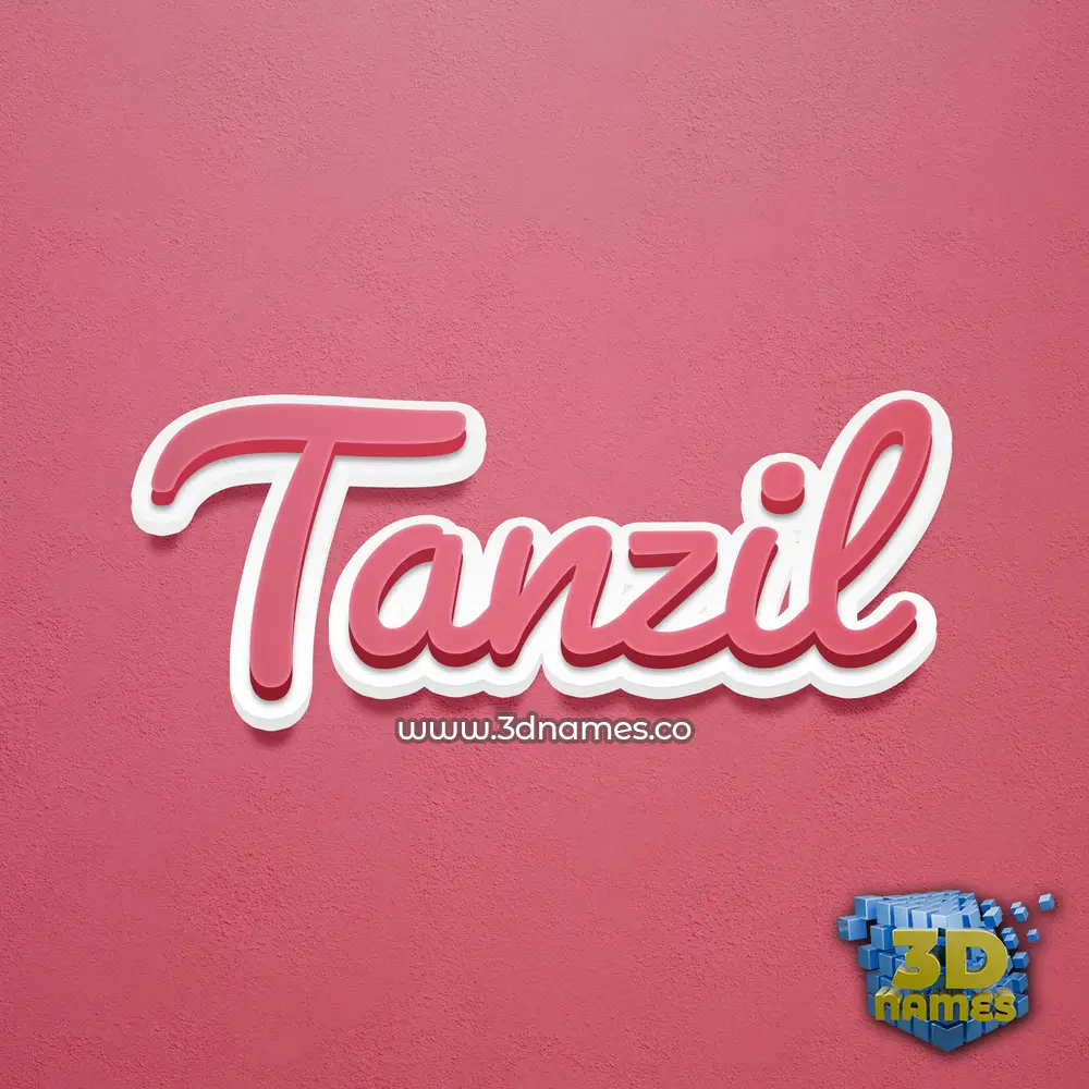tanzil in Red Scribble style - 3D name wallpaper