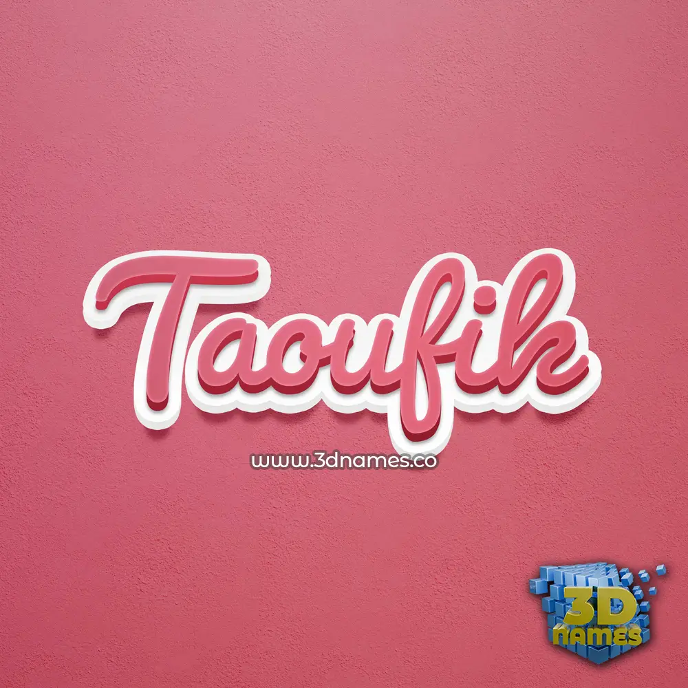 taoufik in Red Scribble style - 3D name wallpaper