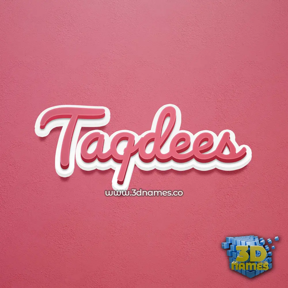 taqdees in Red Scribble style - 3D name wallpaper