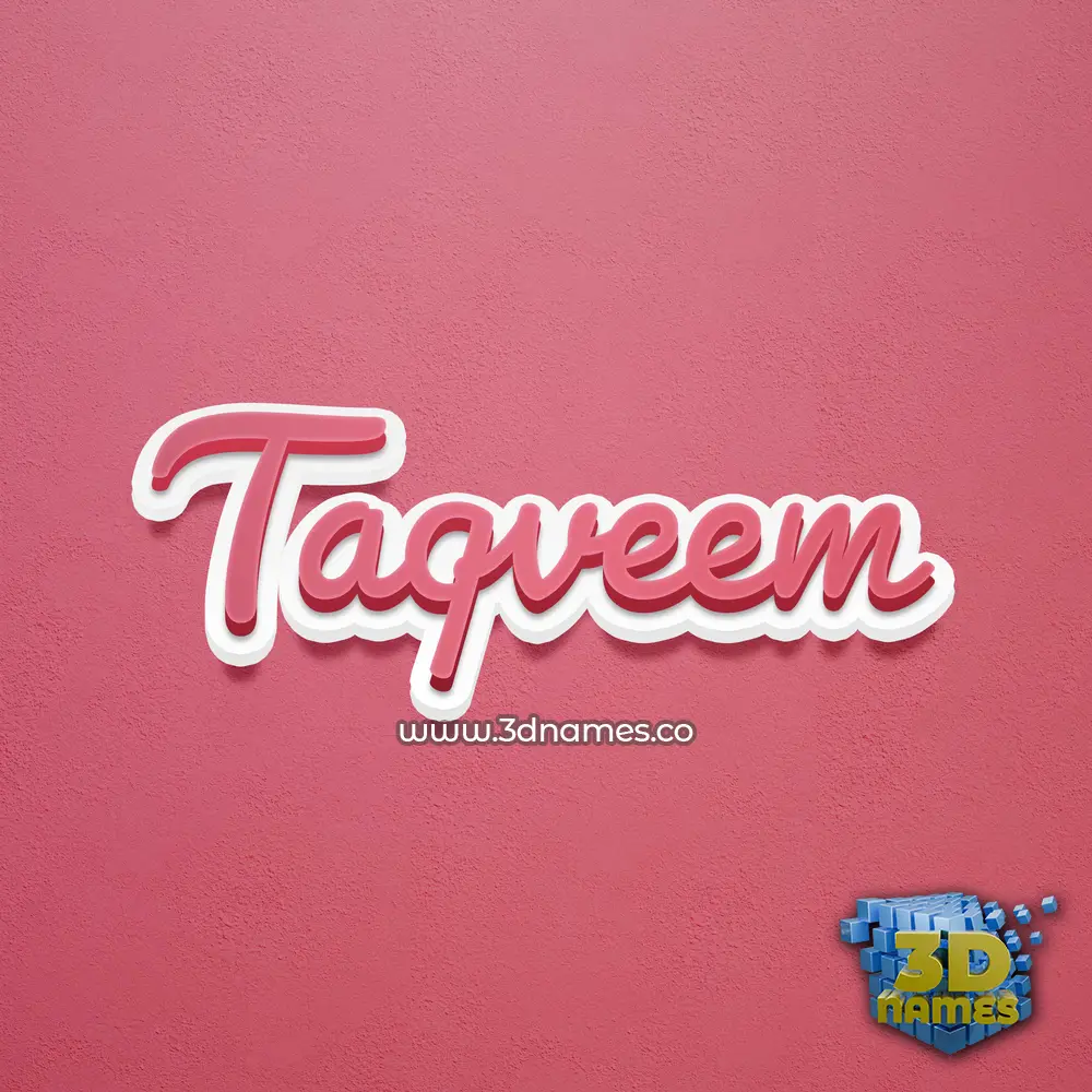 taqveem in Red Scribble style - 3D name wallpaper