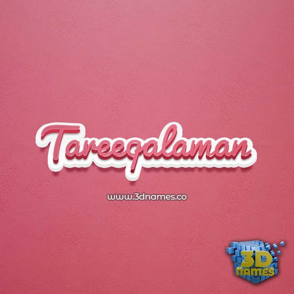 tareeqalaman in Red Scribble style - 3D name wallpaper