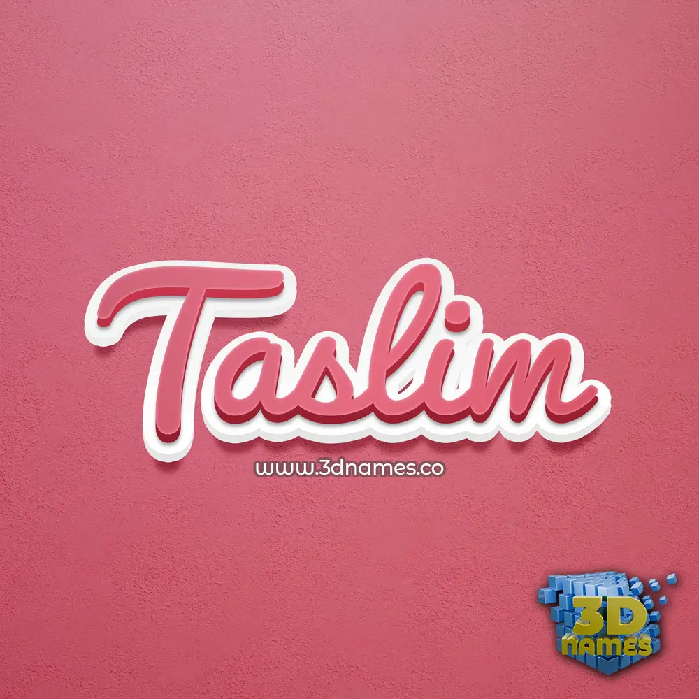 taslim in Red Scribble style - 3D name wallpaper