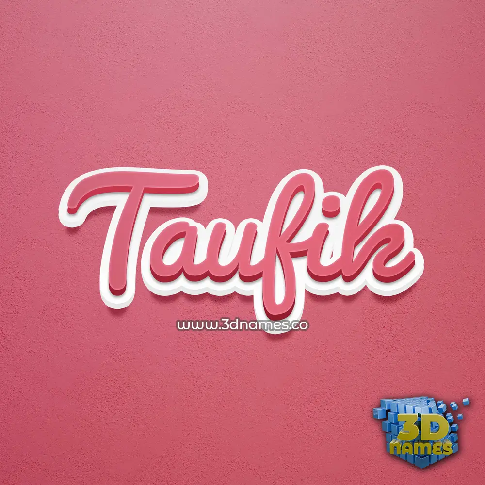 taufik in Red Scribble style - 3D name wallpaper