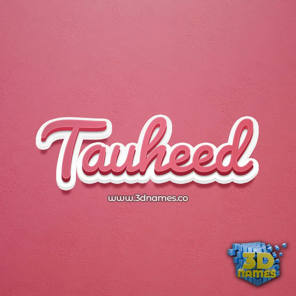 tauheed in Red Scribble style - 3D name wallpaper