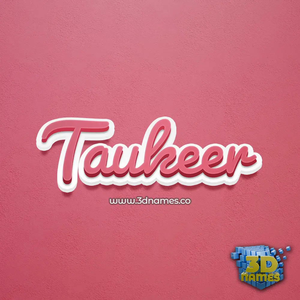 taukeer in Red Scribble style - 3D name wallpaper