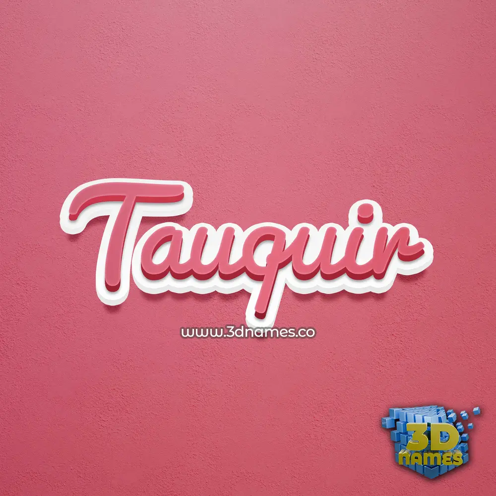 tauquir in Red Scribble style - 3D name wallpaper