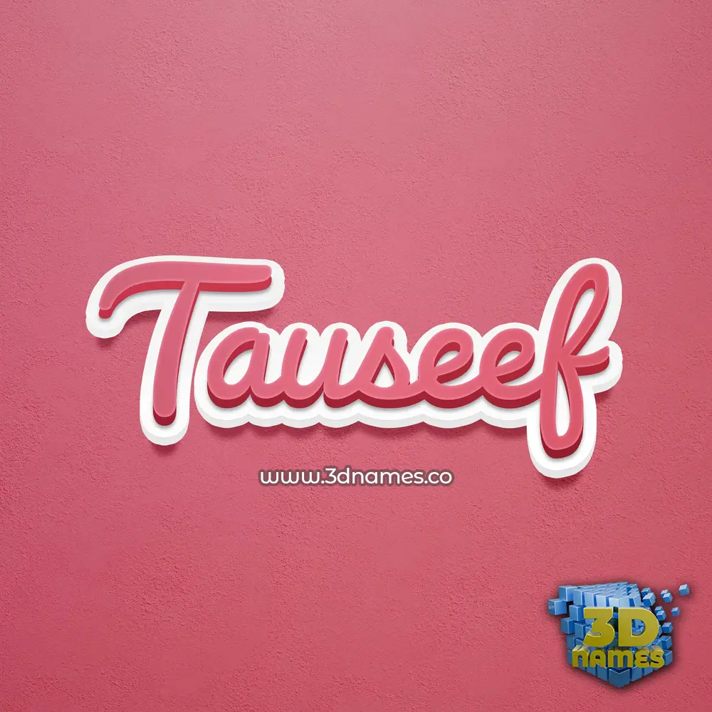 tauseef in Red Scribble style - 3D name wallpaper